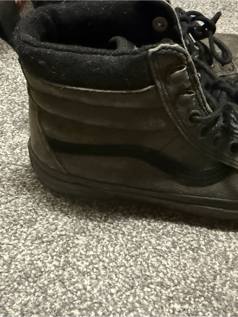 Vans women's High-Top Sneakers in Olive Green with Black Accents - Picture 3 of 5